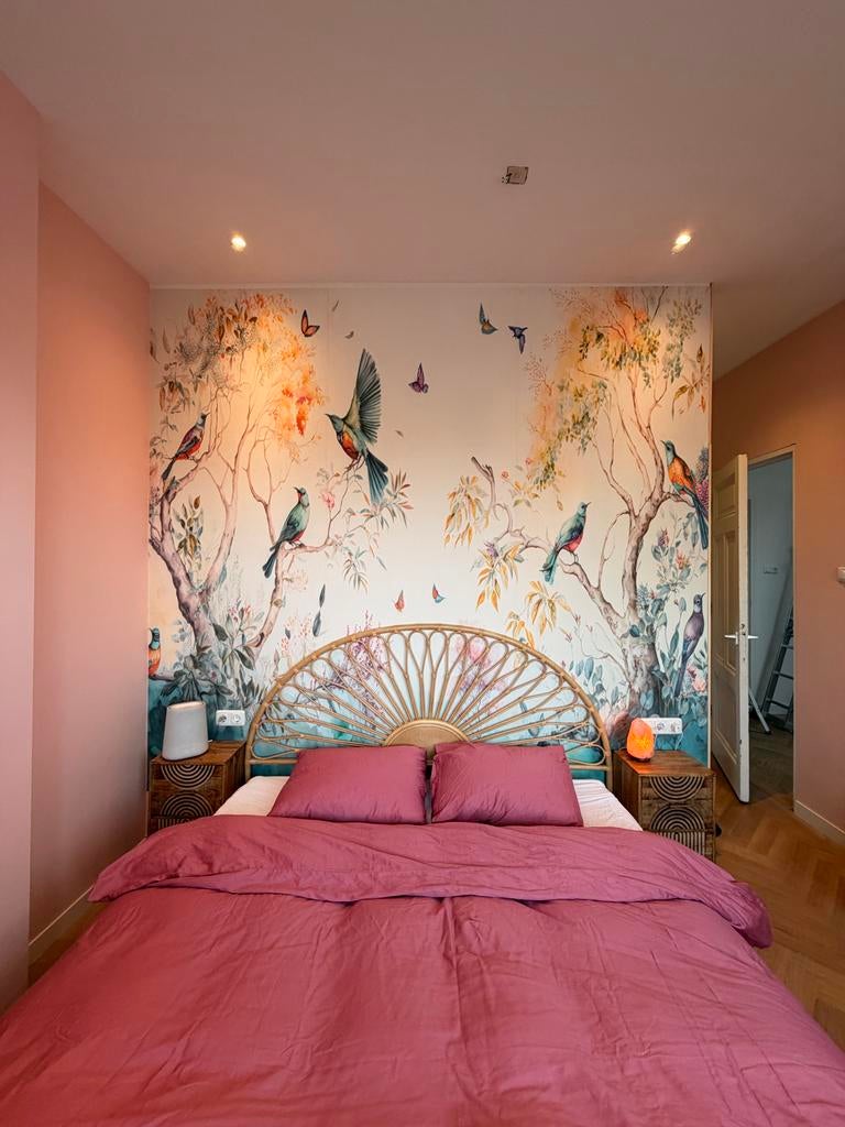 Rotan hoofdbord 180 cm zon/ bloem, Huis en Inrichting, Slaapkamer | Bedden, Ophalen, Overige kleuren, 180 cm, Hout