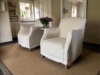 2 x Rivièra Maison Fauteuil / Cotton / Crème/ Wit, Huis en Inrichting, Fauteuils, Ophalen, Hout, 75 tot 100 cm, Zo goed als nieuw