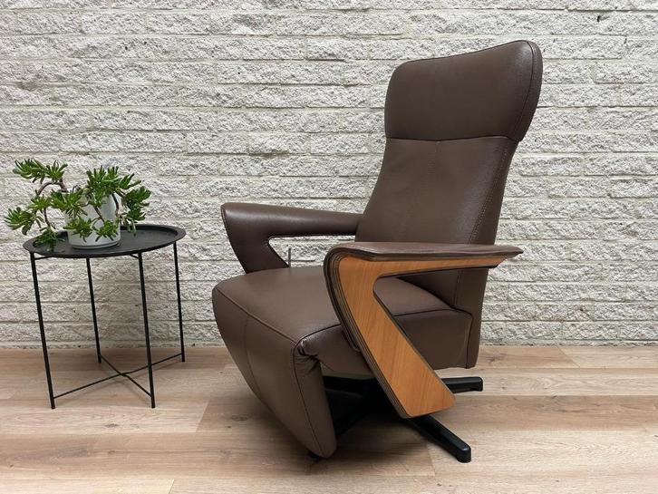 Leren design Prominent relax fauteuil handmatig verstelbaar, Huis en Inrichting, Fauteuils, Zo goed als nieuw, Leer, 50 tot 75 cm