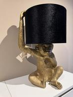 Chimp tafellamp in goudkleur met een zwarte kap, Ophalen of Verzenden, Zo goed als nieuw, Overige materialen, Minder dan 50 cm