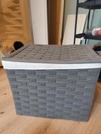 Grijze wasmand met hengsels, Ophalen, Gebruikt, Rechthoekig, Overige materialen