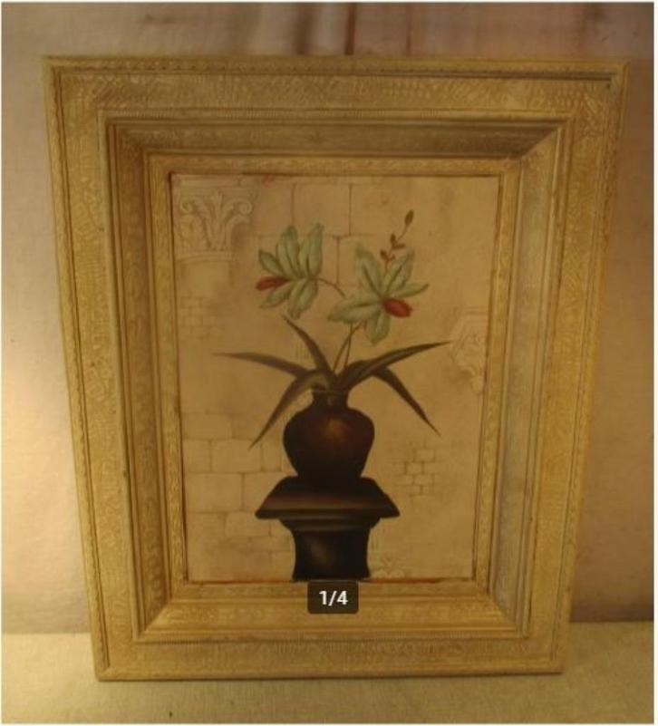 Mooi Geschilderd Werk 'Bloemen in Pot' - 62x50, Antiek en Kunst, Kunst | Schilderijen | Klassiek, Ophalen of Verzenden