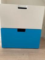 Stuva ladekast, 2 lades, wit en blauw, Kinderen en Baby's, Kinderkamer | Commodes en Kasten, Gebruikt, 50 tot 70 cm, Ophalen, Minder dan 90 cm