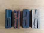 4 houten letter stempels, Antiek en Kunst, Curiosa en Brocante, Ophalen of Verzenden