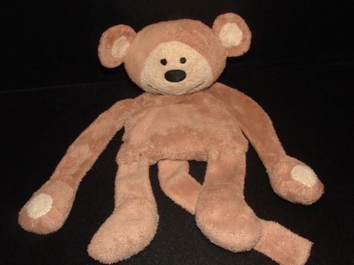 DIFRAX AAP MARIO GROOT KNUFFELDOEKJE VELOURS BEIGE MET, Kinderen en Baby's, Speelgoed | Knuffels en Pluche, Nieuw, Overige typen