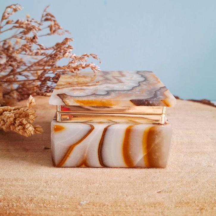 Onyx marmeren sieradendoosje, Antiek en Kunst, Antiek | Woonaccessoires, Ophalen of Verzenden