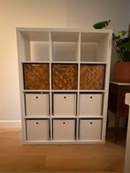 Witte Ikea Kallax kast incl. 9 inzetbakken, Ophalen, Gebruikt, 100 tot 150 cm, Kunststof