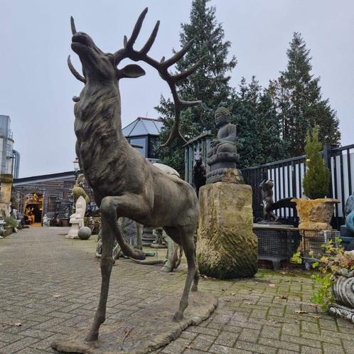 25957 Beeld Tuinbeeld Hert Gietijzer 1,73 m, Tuin en Terras, Tuinbeelden, Nieuw, Dierenbeeld, Metaal, Ophalen of Verzenden