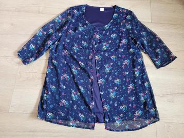 Blauwe top met bloemenprint maat 48 ~ TH0018 beschikbaar voor biedingen