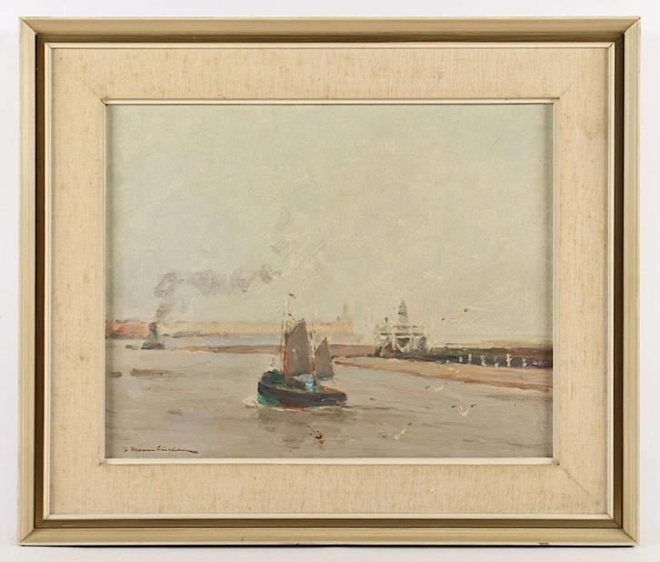 ==Georg Hambüchen 1901-1971==="Ausfahrt Zeebrügge"==, Antiek en Kunst, Kunst | Schilderijen | Klassiek, Ophalen of Verzenden