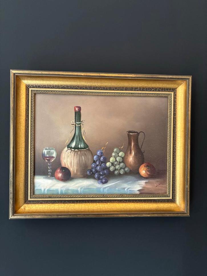 Nic Jonk Stilleven met fruit en wijn, Antiek en Kunst, Kunst | Schilderijen | Klassiek, Ophalen of Verzenden