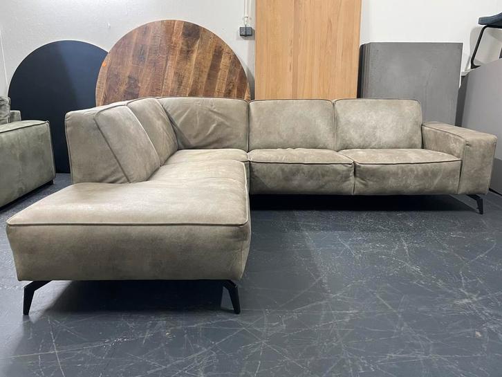 Taupe Hoekbank, Huis en Inrichting, Banken | Sofa's en Chaises Longues, Zo goed als nieuw, Vierpersoons of meer, 150 cm of meer