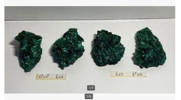 4 x fluweel malachiet mineraal, maat foto, prijs per stuk beschikbaar voor biedingen