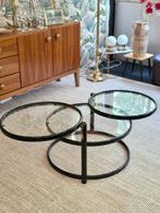 Vintage salontafel Swivel zwart / glas 70s, Ophalen, Huis en Inrichting
