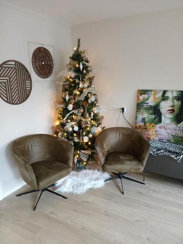 2x Groene Draaifauteuils Microleder - Jansen Totaal Wonen