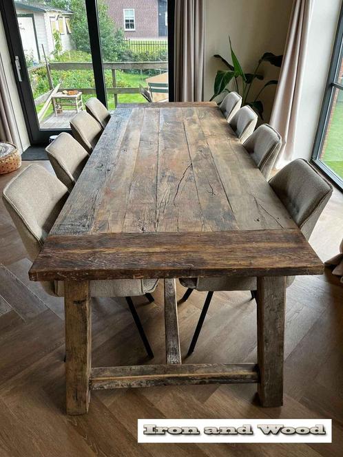 Tafels/kloostertafels van oud eiken barnwood - wagonplanken, Huis en Inrichting, Tafels | Eettafels, Nieuw, Vijf personen of meer