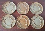 6 Vintage ronde gourmet fondue borden keramiek rond kerst, Antiek en Kunst, Ophalen of Verzenden