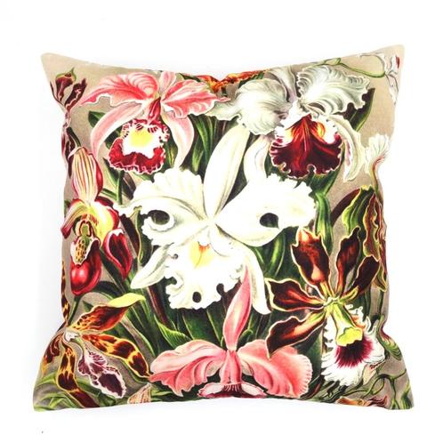 Kussenhoes tropische bloemen beige | 44 x 44cm, Huis en Inrichting, Woonaccessoires | Kussens, Nieuw, Beige, Vierkant, Verzenden