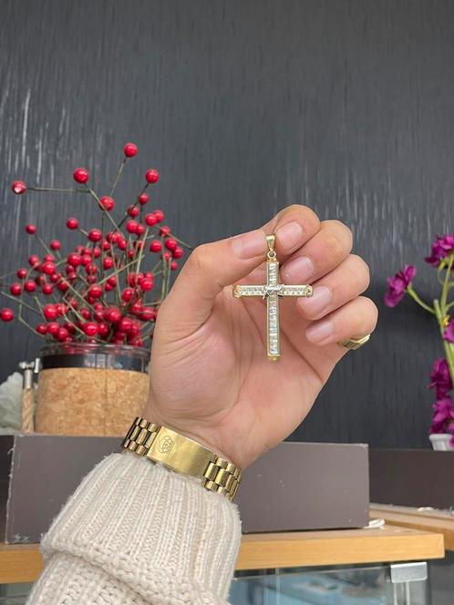 Prachtige 14 karaats gouden speciale kruis hanger, Sieraden, Tassen en Uiterlijk, Kettingen, Nieuw, Goud, Goud, Ophalen of Verzenden