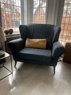 Loveseat oorfauteuil donkerblauw wasbare hoes, Huis en Inrichting, Gebruikt, 75 tot 100 cm, Ophalen, Rivièra maison stijl