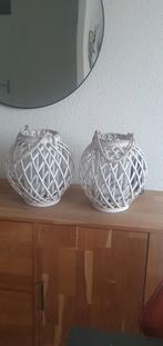 Witte rotan  windlicht - Set van 2, Ophalen
