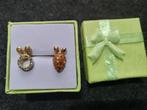 18K goud verguld konijn en wortel oorbellen en zirkonen, Sieraden, Tassen en Uiterlijk, Oorbellen, Overige materialen, Nieuw, Ophalen of Verzenden