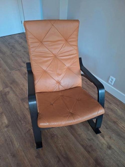 Ikea Poäng, Huis en Inrichting, Fauteuils, Zo goed als nieuw, Hout, Leer, 50 tot 75 cm, 75 tot 100 cm, Ophalen