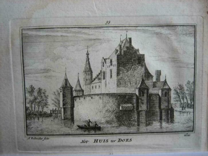 093 / Leiderdorp / Huis ter Does  Kopergravure  18e Eeuw, Antiek en Kunst, Kunst | Etsen en Gravures, Ophalen of Verzenden