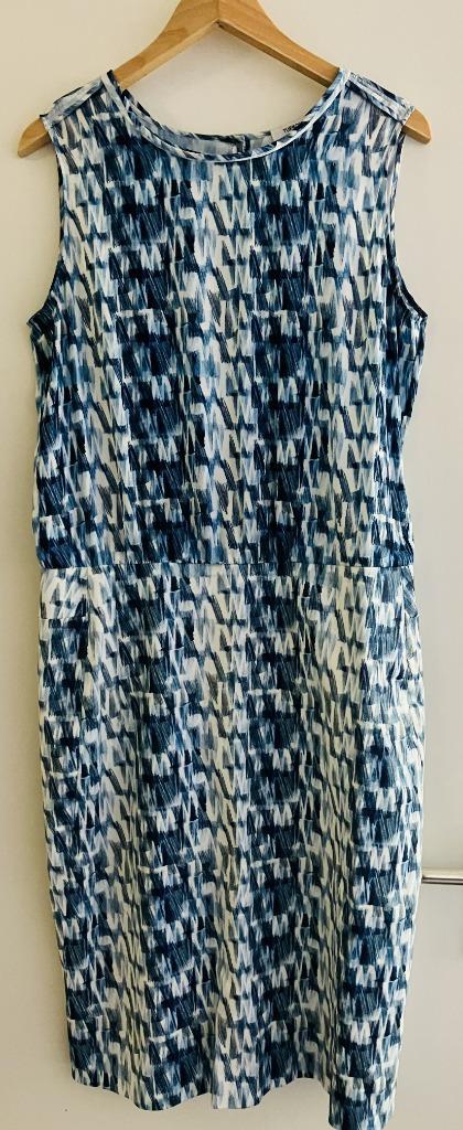 Turnover zomerjurk mouwloos blauw wit stretchrok maat 40, Kleding | Dames, Jurken, Zo goed als nieuw, Maat 38/40 (M), Blauw, Knielengte