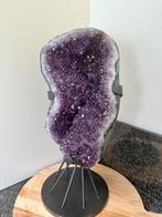 Amethist 'krater' op metalen standaard - 19.3 kg, Verzamelen, Ophalen, Mineraal