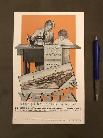Oude Reclame Folder Vesta Trap Naaimachines jaren 20 - 30 beschikbaar voor biedingen