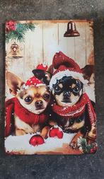 Metalen wandbord Kerst Chihuahua's. Nieuw in verpakking, Huis en Inrichting, Woonaccessoires | Wanddecoraties, Ophalen of Verzenden