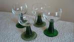 retro/vintage 4 kleine roemer wijnglazen met groene voet, Huis en Inrichting, Keuken | Servies, Verzenden, Overige materialen