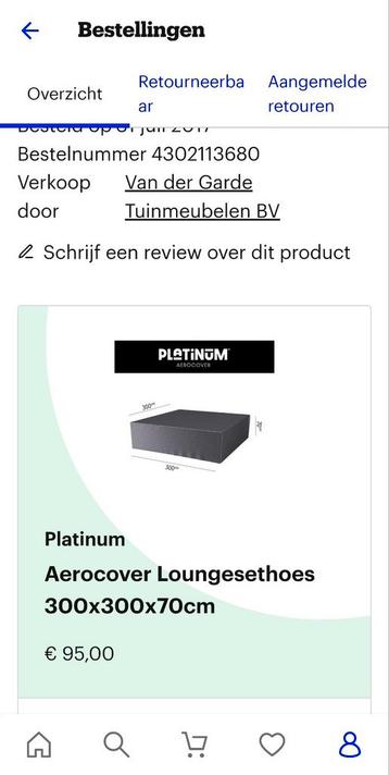 Platinum Aerocover Loungesethoes 300x300x70.
 beschikbaar voor biedingen