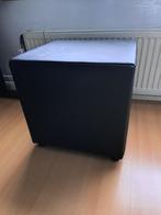 Poef / Leren voetenbankje donker bruin, Huis en Inrichting, Banken | Voetenbanken en Poefen, Ophalen, Minder dan 50 cm, Gebruikt