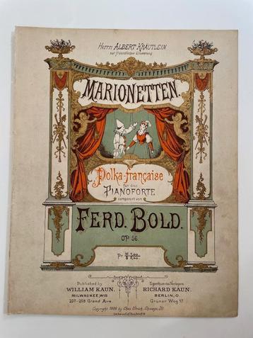 Oude bladmuziek, VS/Duitsland 1888, Marionetten beschikbaar voor biedingen