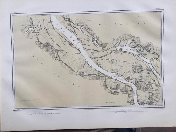 Rijn , Pannerdensche kanaal, Angeren, Goudriaan, 1830., Antiek en Kunst, Kunst | Etsen en Gravures, Verzenden