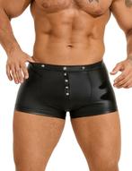 Zwarte sexy leren heren boxershorts - ondergoed erotiek, Verzenden, Zwart, Boxer