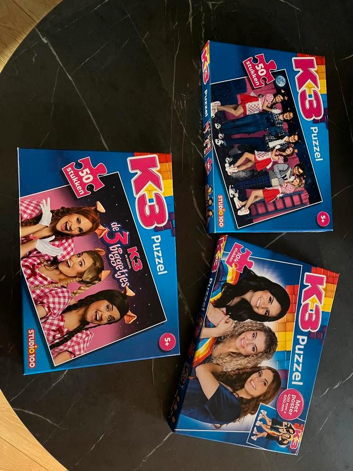 K3 Puzzels (3 stuks) in zeer goede staat, Hobby en Vrije tijd, Stickers en Plaatjes, Zo goed als nieuw, Ophalen