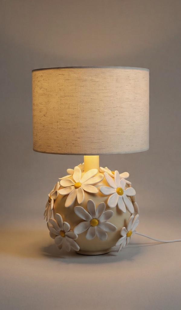 Handgemaakte bloemenlamp, Huis en Inrichting, Lampen | Tafellampen, Zo goed als nieuw, Minder dan 50 cm, Ophalen