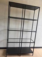 Zwarte Stalen Kast met Glazen Planken - Ophalen, Huis en Inrichting, Kasten | Boekenkasten, Met plank(en), Gebruikt, Metaal, 150 tot 200 cm