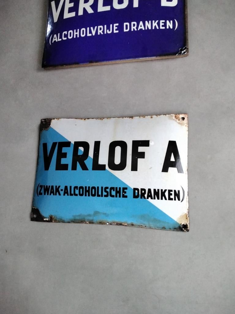 Emaille reclamebord Verlof A, Ophalen of Verzenden