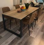 Houten eettafel met zwarte metalen poten 90x180 & 4x stoelen, Huis en Inrichting, Tafels | Eettafels, Ophalen, 200 cm of meer