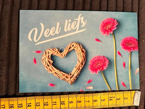 986. Kaart hart bloem veel liefs, Verzamelen, Ansichtkaarten | Themakaarten, Ongelopen, Ophalen of Verzenden