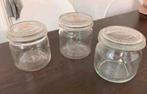 3 gebruikte glazen weckpotten, Glas, Pot, Bus of Blik, Gebruikt, Ophalen of Verzenden