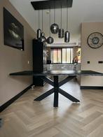 Zwarte houten eettafel met spinpoot - 200x100cm, Huis en Inrichting, Tafels | Eettafels, Ophalen, Gebruikt, 50 tot 100 cm, Vijf personen of meer