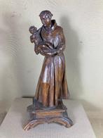 Fraai gesneden houten beeld Heilige Anthonius met kind, Antiek en Kunst, Ophalen of Verzenden