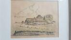 Orig. ingekleurde Tekening Jan Veenendaal Texel boerderij, Ophalen