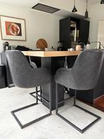 Barkrukken, rundleer met staal, Huis en Inrichting, Barkrukken, Ophalen, 60 tot 90 cm, Leer, Zo goed als nieuw