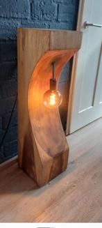 Suar Houten Lamp / Plantenzuil, Huis en Inrichting, Lampen | Vloerlampen, Ophalen, Gebruikt, Minder dan 100 cm, Modern